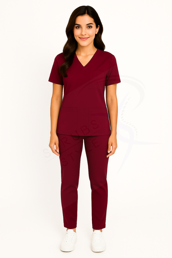Scrubs Uniform Komplet Medyczny Damski Prima Bordowy