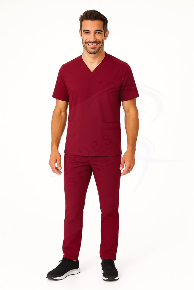 Scrubs Uniform Komplet Medyczny Męski Prima Bordo